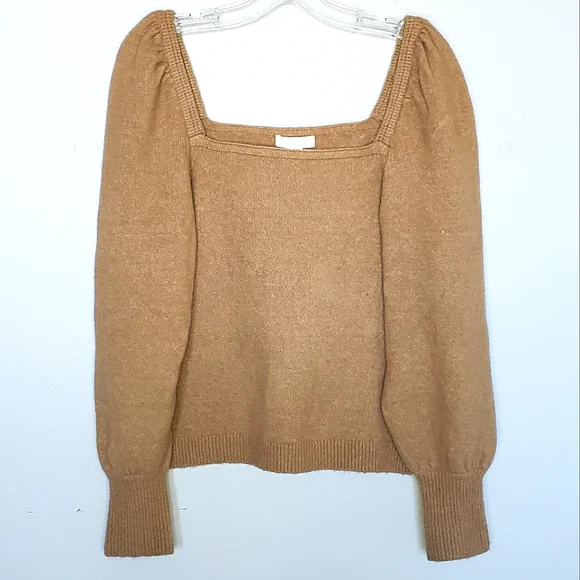 H&M Sweaters Hm Puff Shoulder Square Neck Wool Blend Sweater